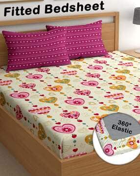 CG Homes 200 TC Cotton Double Printed Fitted (Elastic) Bedsheet-picture-32