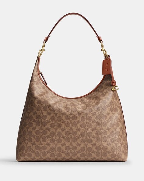 バッグ COACH Signature Hobo Shoulder Bag Brown Coach Signature Canvas Brown Coach Hobo Bag COACH® Outlet Teri
