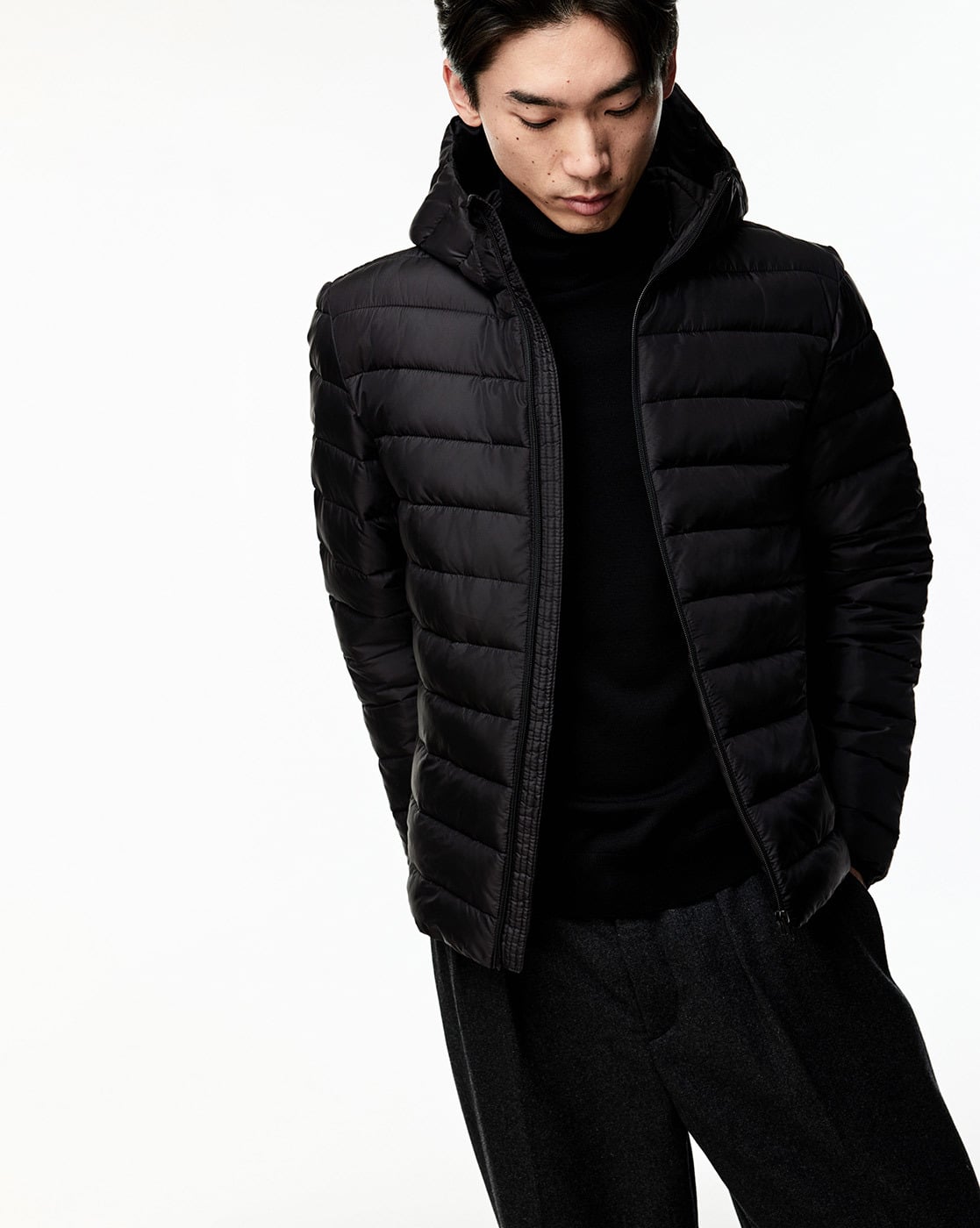 Oversized Puffer H And M Black Padded Jacket Men Slim Fit Puffer