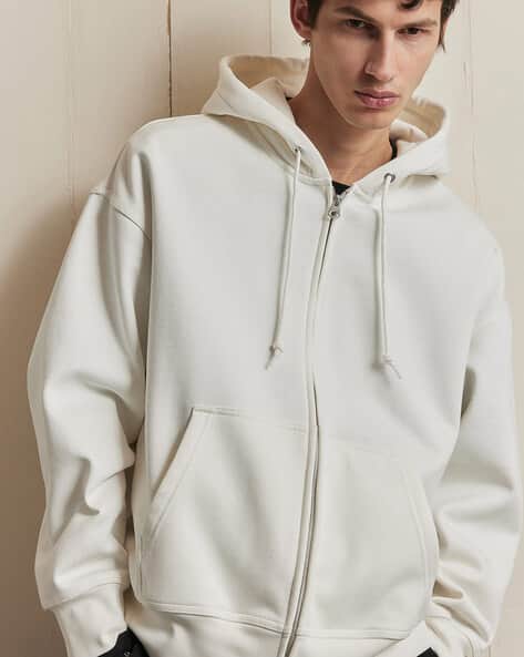 Men Oversized Fit Zip-Through Hoodie