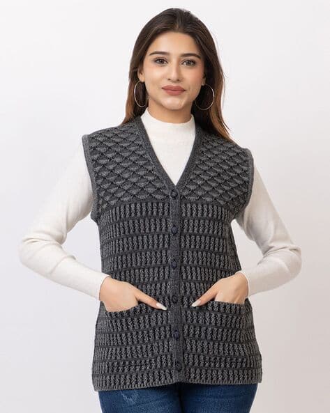 Women V-Neck Sleeveless Cardigan