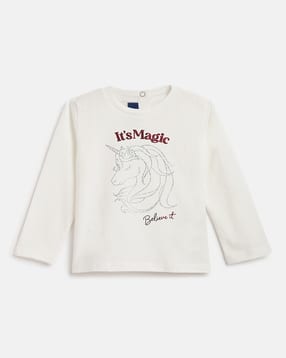 Girls Printed Round-Neck T-Shirt -image-2