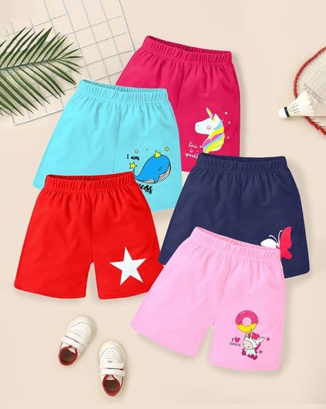 Kuchipoo Girls Pack of 5 Printed Regular Fit Shorts