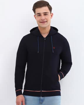allen solly Men Regular Fit Textured Hooded Sweatshirt-picture-17