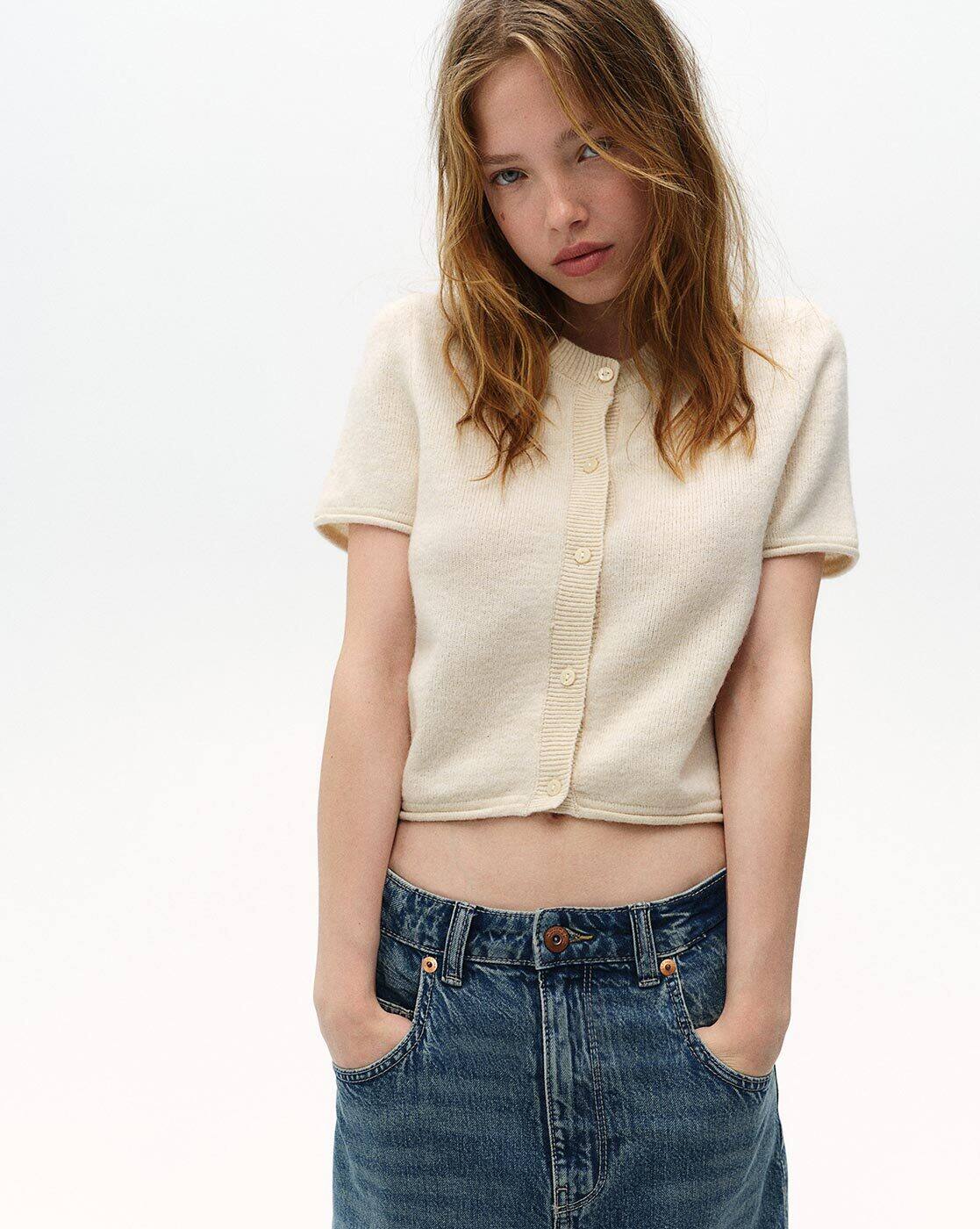 トップス H BEAUTY&YOUTH CROPPED KNIT CARDIGAN H BEAUTY&YOUTH ＜H＞CROPPED KNIT CARDIGAN H BEAUTY&YOUTH CROPPED