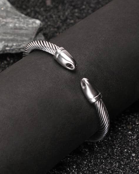 mens silver round bangle
