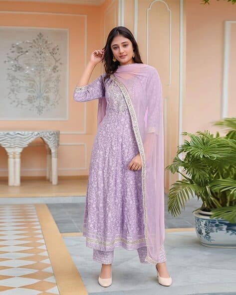 SVARAA Women Embroidered Anarkali Kurta Set with Dupatta