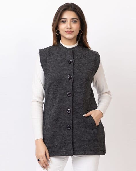Women Button-Front Sleeveless Cardigan