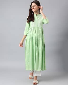 Women Embroidered Flared Kurta-image-13