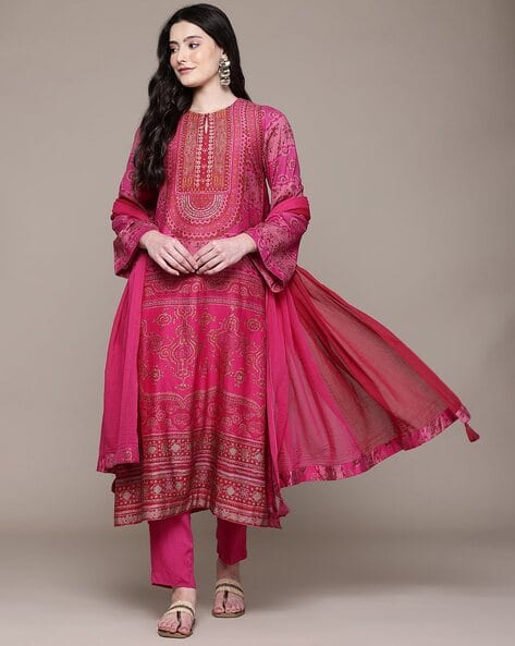 Buy Fuchsia Pink Kurta Suit Sets for Women by Aarke Ritu Kumar