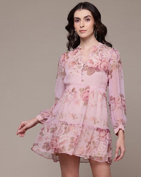 ritu kumar pink dress Aarke Ritu Kumar Pink Indian Print Dress with Camisole