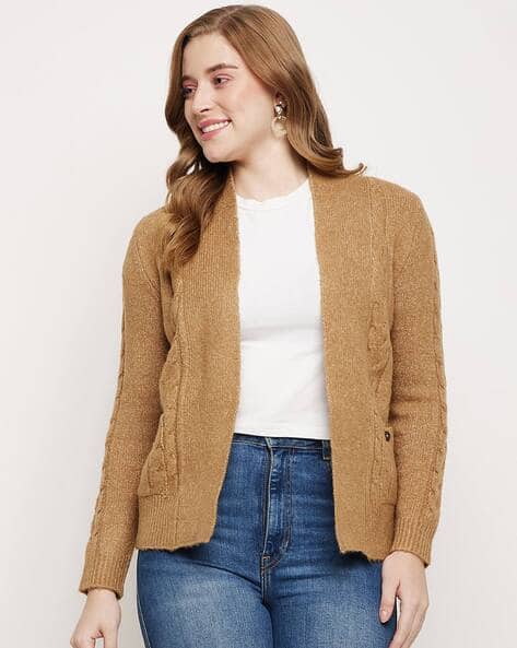 Women Self Designed Front Open Sweater