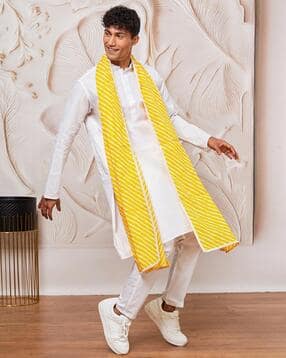 Men Striped Stole with Embellished Border-image-26