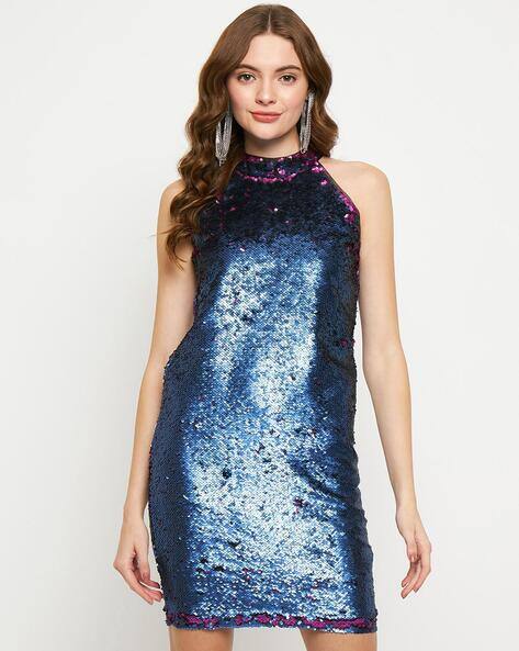 MADAME Women Embellished Choker Neck Sleeveless Bodycon Dress