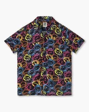 Printed resort shirt, black, 8-9y-image-6