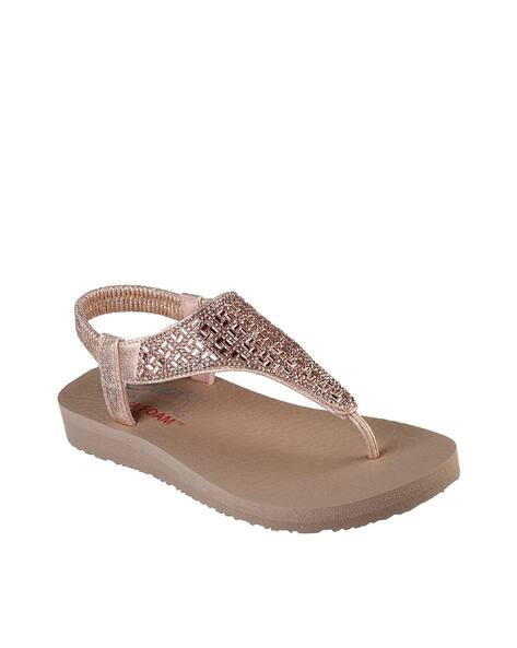 rose gold skechers flip flops