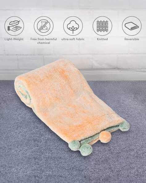 Miarcus Reversible Blanket with Pom-Pom Accent