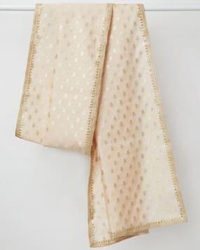vastramay Men Leaf Pattern Stole with Embroidered Border-picture-18
