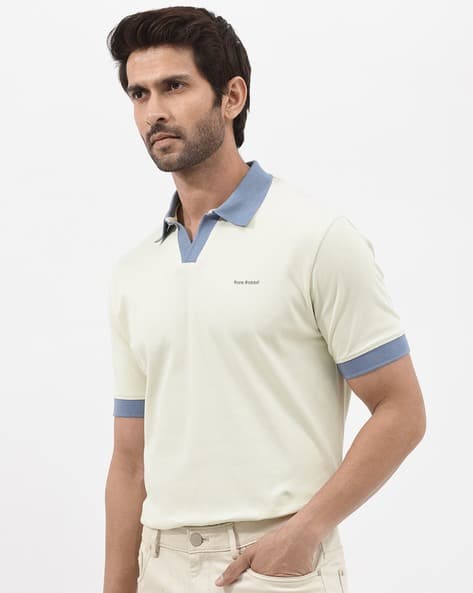 Rare Rabbit Men Colour-Block Regular Fit Polo T-Shirt