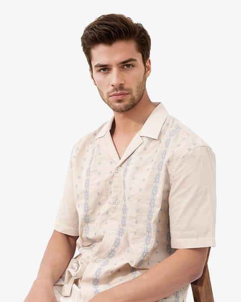 Rare Rabbit Men Embroidery Boxy Fit Shirt