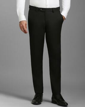 louis philippe Men Slim Tapered Fit Flat-Front Trousers-picture-14