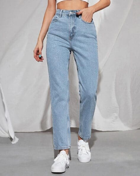 KOTTY Women High Rise Straight Solid Clean Jeans