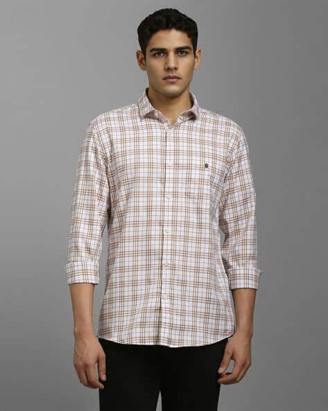 LOUIS PHILIPPE Men Checked Slim Fit Cotton Shirt