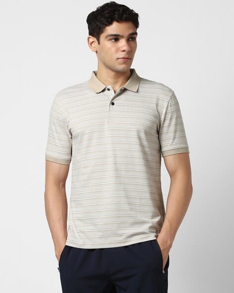 VAN HEUSEN Men Stripes Regular Fit Polo T-shirt