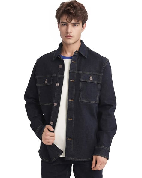 Men Slim Fit Spread Collar Jacket