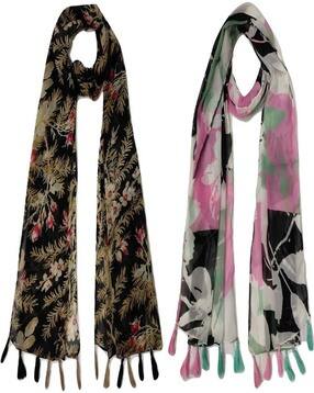 Women Floral Cotton Scarf 