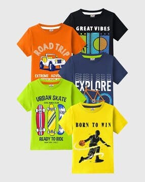 kuchipoo Pack of 5 Boys Relaxed Fit Printed T-shirt-picture-21