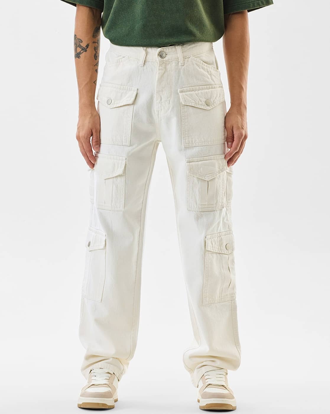 Buy Off White Trousers & Pants for Men by SNITCH Online | Ajio.com