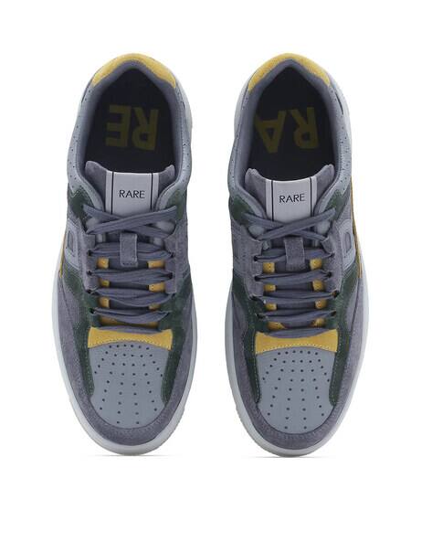 Buy Rare Rabbit Men Round-Toe Lace-Up Casual Shoes Grey Color