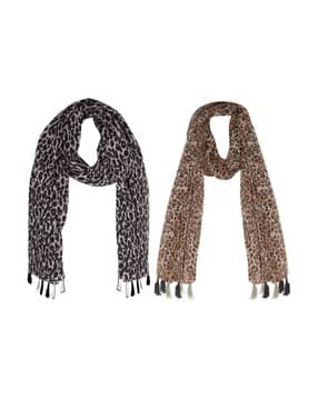 stole villa Pack of 2 Women Printed Scarves with Tassels-picture-29