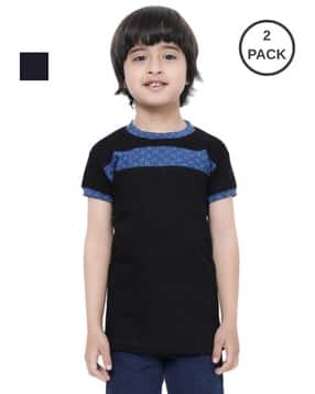 pixie n prince Pack of 2 Boys Regular Fit Cotton T-shirt  -picture-50