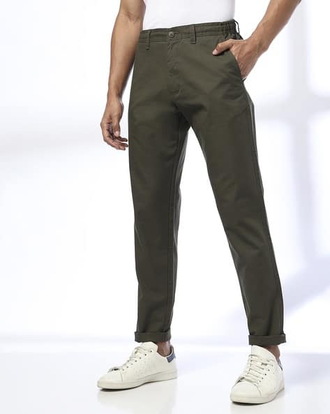 Men Slim Fit Chinos with Insert Pockets