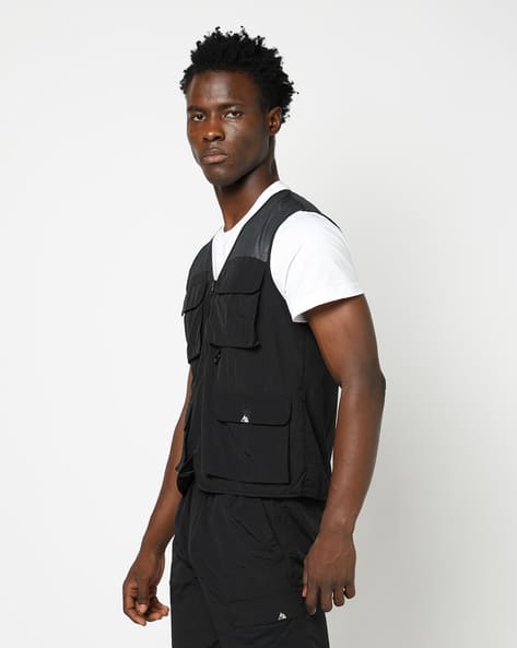 With Pockets Black Cargo Vest Mens Cargo Vest Mens Streetwear