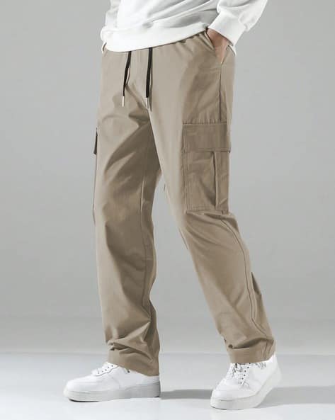 Men Relaxed Fit Flat-Front Cargo Pants