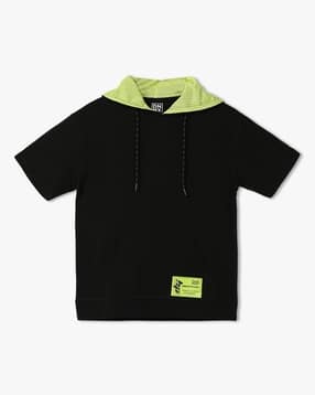 Ss25 50 hs hoody tee with p, black, 8-9y
