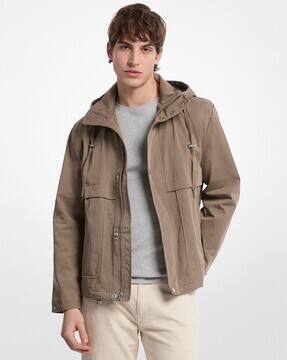 Buy Michael Kors Nylon Twill Relaxed Fit Windbreaker | Taupe Color