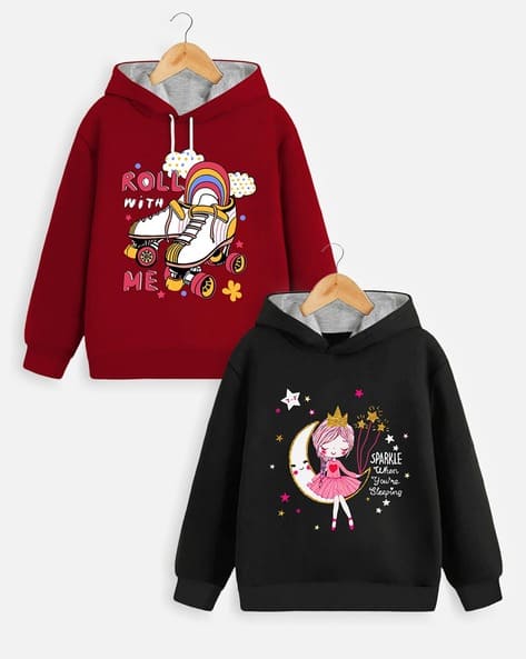 Pack of Graphic Print Hooded Sweatshirts