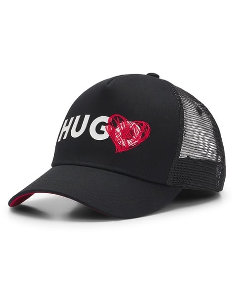 Heart Logo Print Cotton Twill Trucker Cap