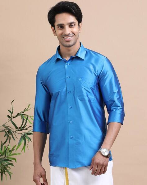 teal fit and flare dress Royal Blue Dress Shirt for Men (Navy Performance Button Down) – Twillory main image 0