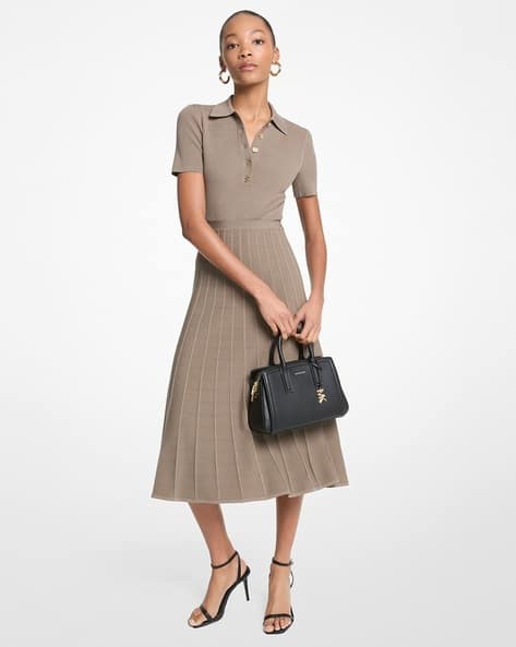 Buy Michael Kors Fit Flare Regular Fit Polo Midi Dress Brown