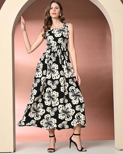 slim fit dress slacks Black 1950s Floral Swing Dress main image 1