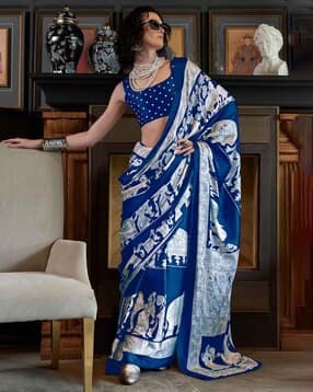 ri-wah Women Kalamkari Design Crepe Ethnic Motif Saree -picture-8