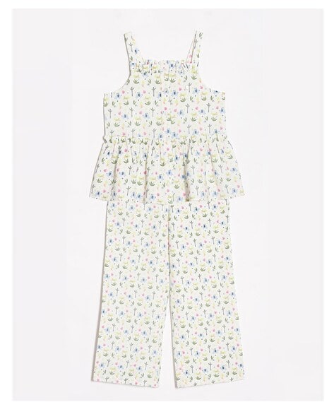 ALLEN SOLLY Girls Micro Print Shorts with Top