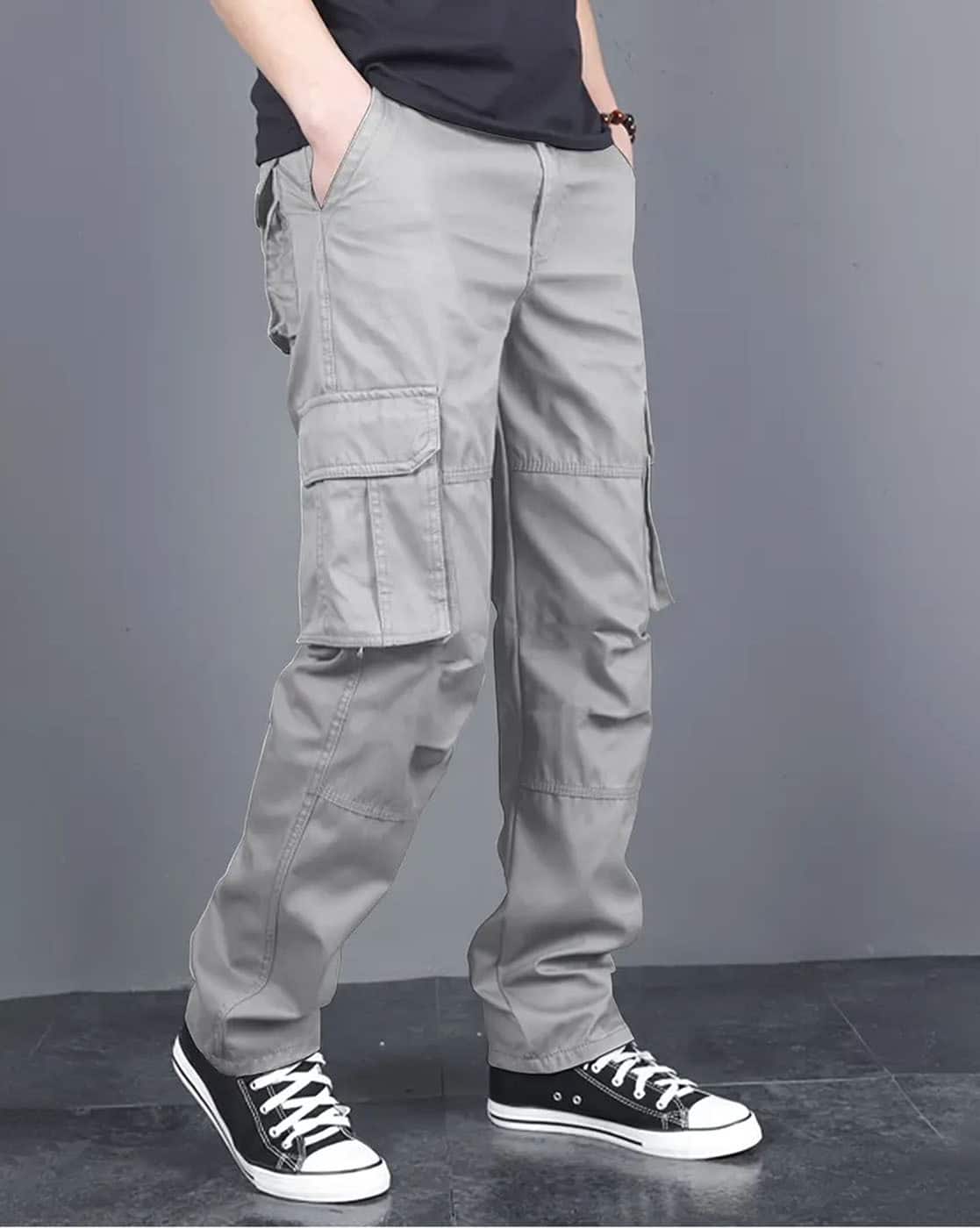 Buda Jeans Co Men Relaxed Fit Cargo Pants with Insert Pockets For Men (Grey, 34)