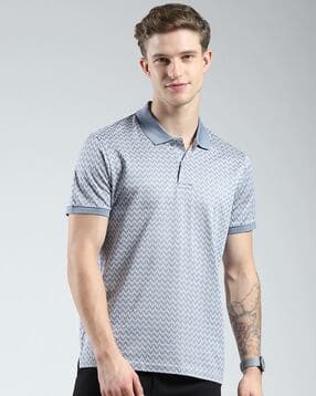 monte carlo  Men Collar Neck Polo Micro Print T-shirt-picture-47