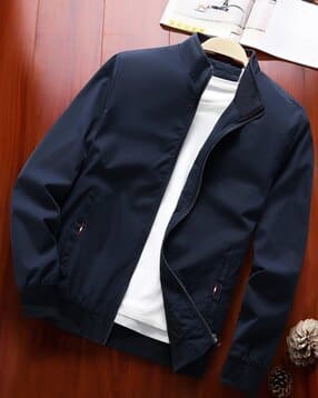 Men Zip-Front Jacket with Insert Pockets